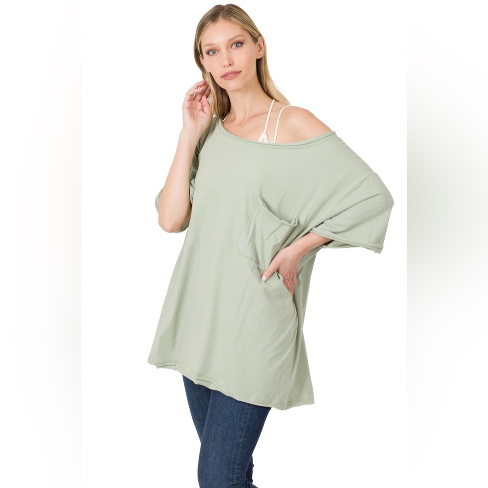 Light Sage Oversized T-Shirt Zenana